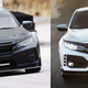 The Civic Type R race car, left, and the road car, right.